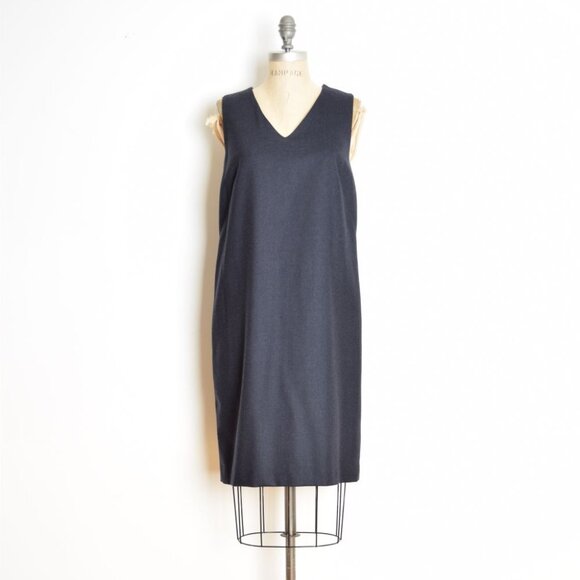 vintage 90s dress PENDLETON wool navy blue simple sheath normcore midi M L - Picture 1 of 7
